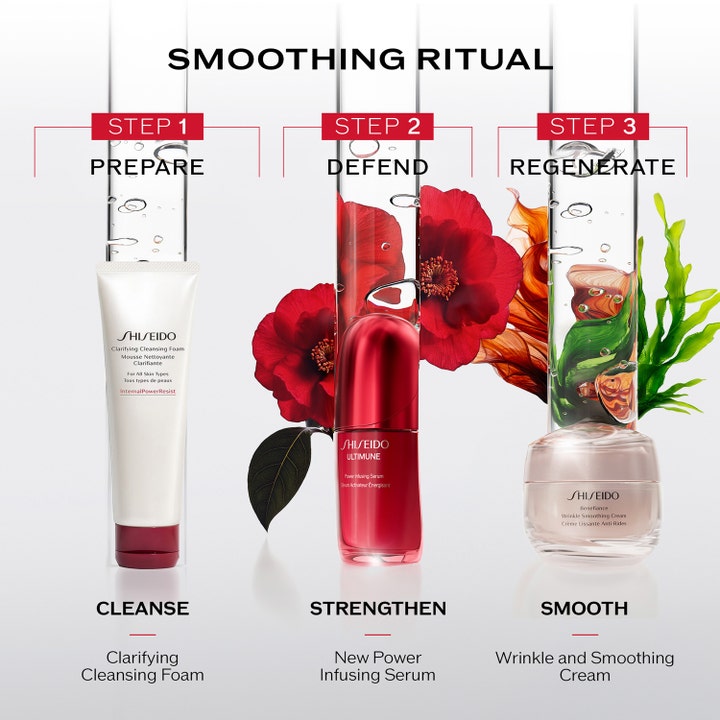 Shiseido Ultimune Power Infusing Concentrate 50 ml serum i en trestegsrutin som stärker och slätar ut huden