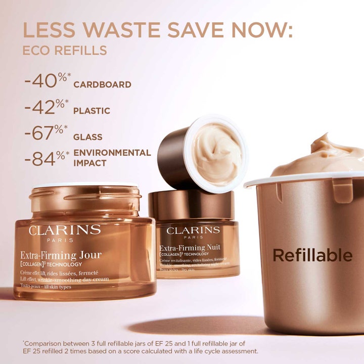 Clarins Extra-Firming Jour 50 ml lyftkräm extra-firming i glasburk med refill som ger anti rynka effekt.