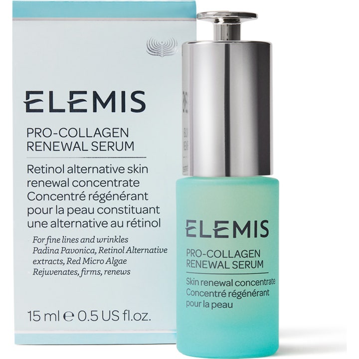 Elemis Pro-Collagen Renewal Serum 15 ml hudföryngrande collagen serum med retinolalternativ i turkos flaska och ask