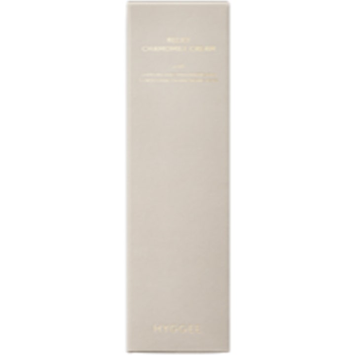 Hyggee Relief Chamomile Cream 85 g lugnande dagkräm i en stilren beige ytterförpackning av papp