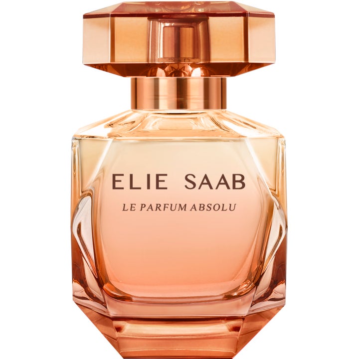 Elie Saab Le Parfum Absolu 50ml parfym dam i en facetterad glasflaska med bärnstensfärgad vätska och roséguldfärgad kork
