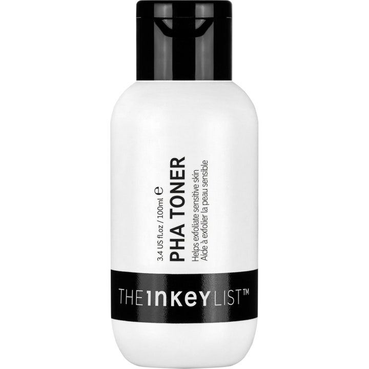 The Inkey List PHA Toner 100ml exfolierande ansiktsvatten för känslig hud i vit plastflaska med svart lock
