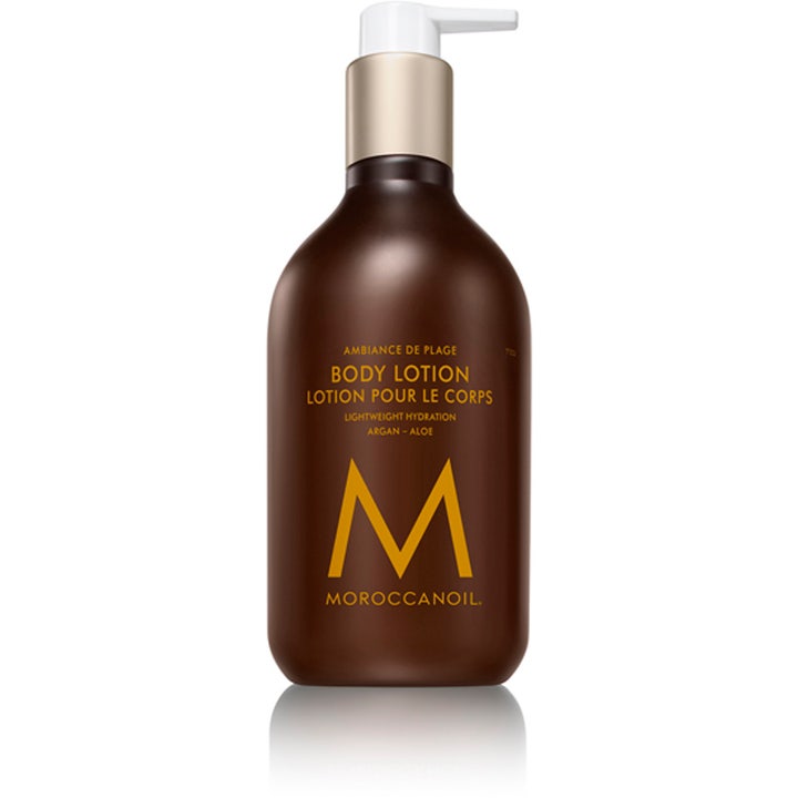 Moroccanoil Body Lotion Ambiance de Plage återfuktande hudvård i brun flaska med guldpump för daglig användning torr hud