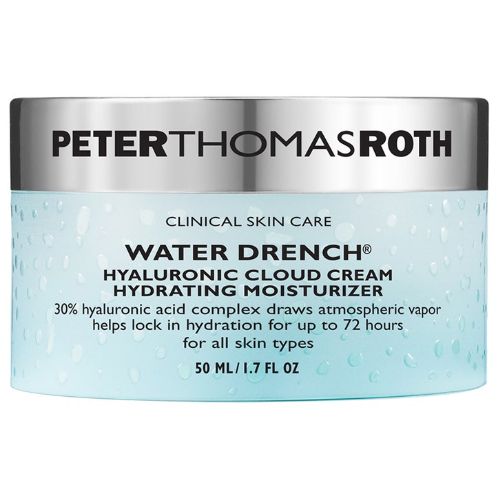 Peter Thomas Roth Water Drench Hyaluronic Cloud Cream 50 ml återfuktande ansiktskräm i ljusblå burk med silverlock