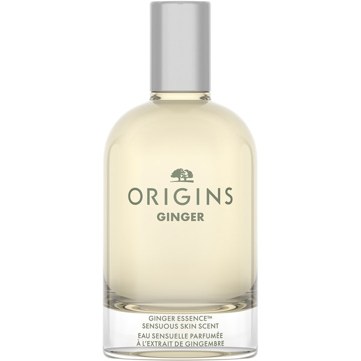 Origins Ginger Essence Sensuous Skin Scent 100 ml origins parfym i glasflaska med silverlock och ljusgul vätska