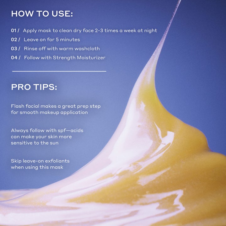 Ole Henriksen Transform Dewtopia 25% Acid Flash Facial 50 ml syrabehandling hemma med gul gel och instruktionstext.