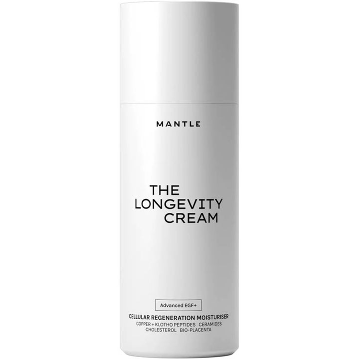 Mantle The Longevity Cream regenererande ansiktskräm i vit minimalistisk flaska som ger huden lyster och fukt