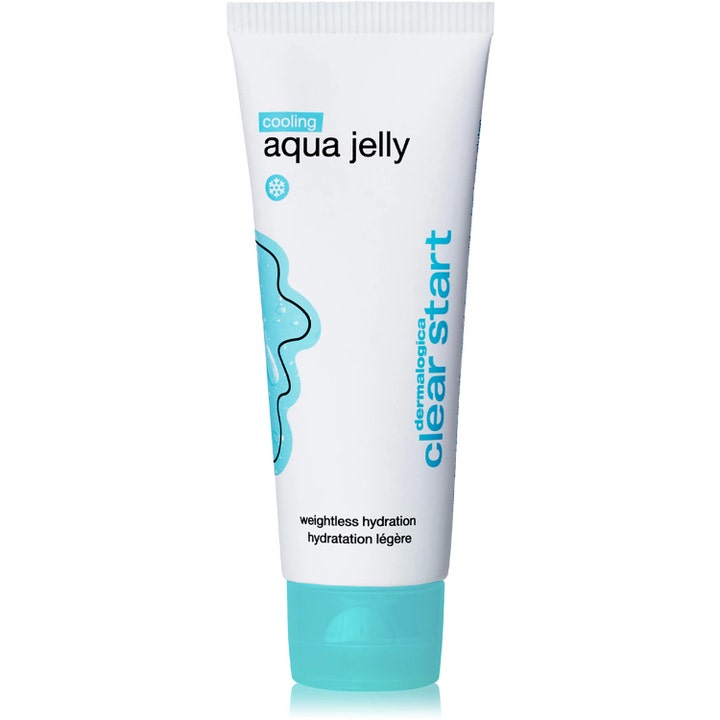 Dermalogica Clear Start Cooling Aqua Jelly svalkande gel för hudvård ung hy i en vit tub med turkost lock.