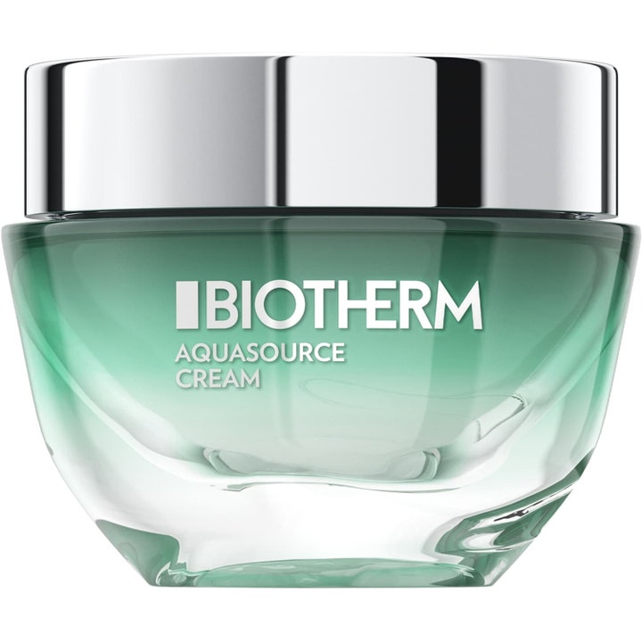 Biotherm Aquasource Cream 50 ml återfuktande dagkräm för kombinerad hud i grön glasburk med silverlock