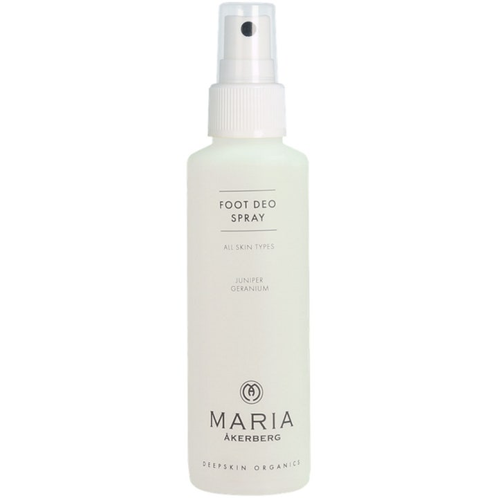 Maria Åkerberg Foot Deo Spray 125 ml motverkar fotsvett i en vit frostad sprayflaska med genomskinligt lock.
