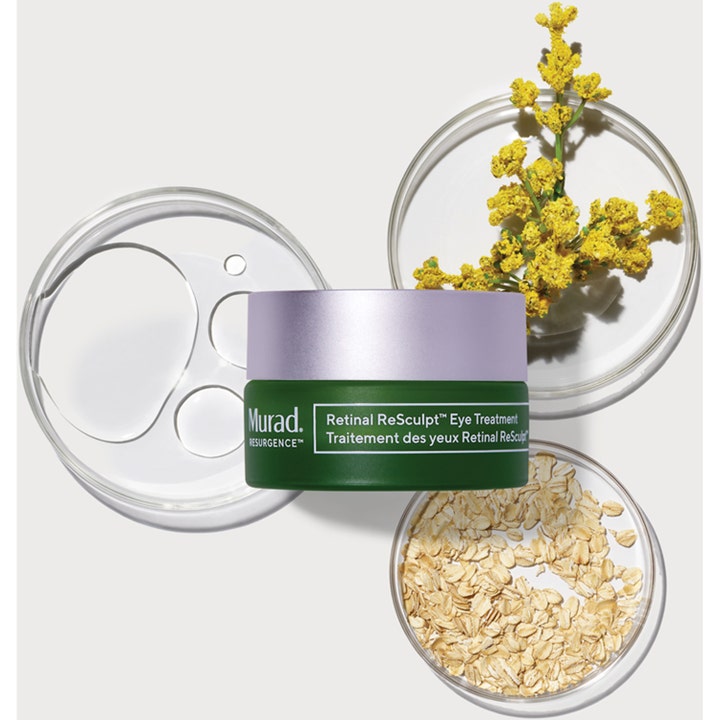 Murad Retinal ReSculpt Eye Lift Treatment 15 ml ögonkräm retinol med havre och gula blommor i petriskålar