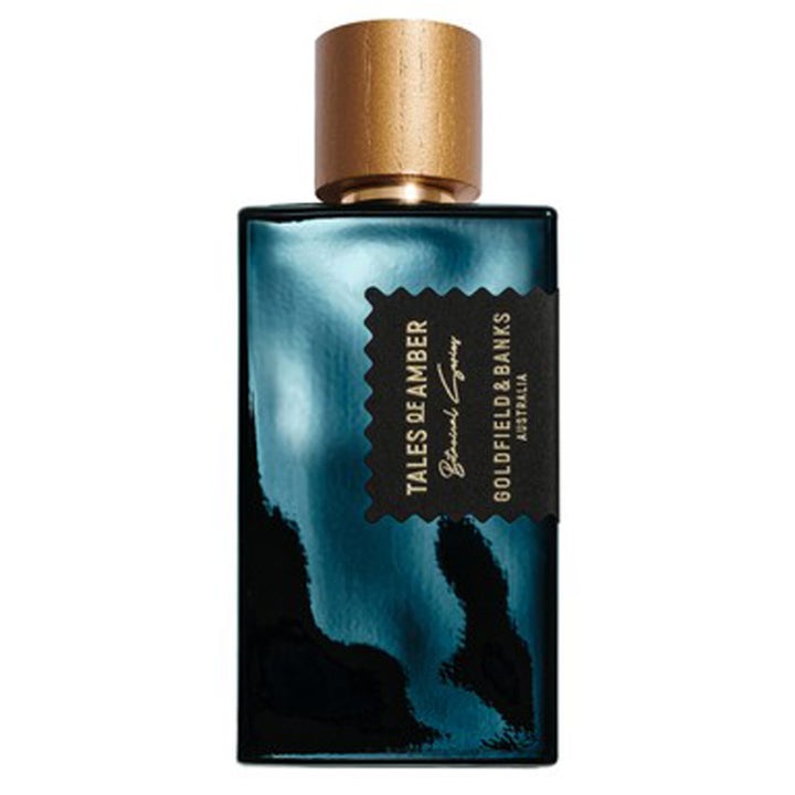 Goldfield & Banks Tales of Amber 100ml unisex parfym amber i blå glasflaska med svart etikett och guldfärgad kork