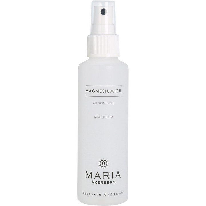 Maria Åkerberg Magnesium Oil 125 ml magnesiumolja spray mot magnesiumbrist i vit flaska med spraymunstycke