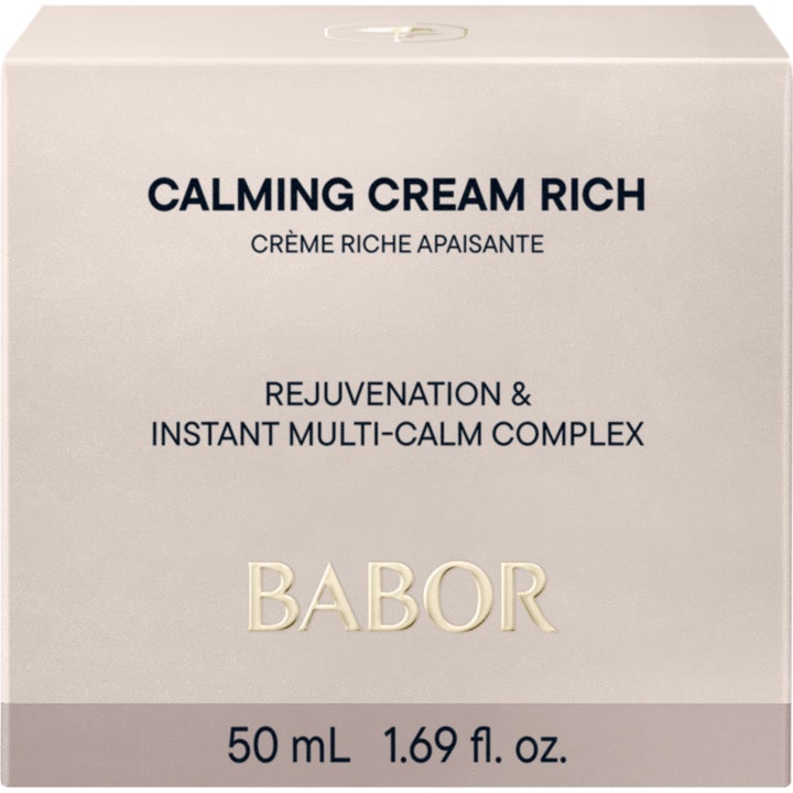 Babor Calming Cream Rich 50 ml lugnande ansiktskräm mot rodnad i vit ytterförpackning med rosa etikett