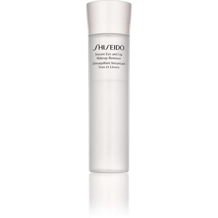 Shiseido Instant Eye and Lip Makeup Remover 125 ml lyxig ögonsminkborttagning i en frostad flaska med vitt lock