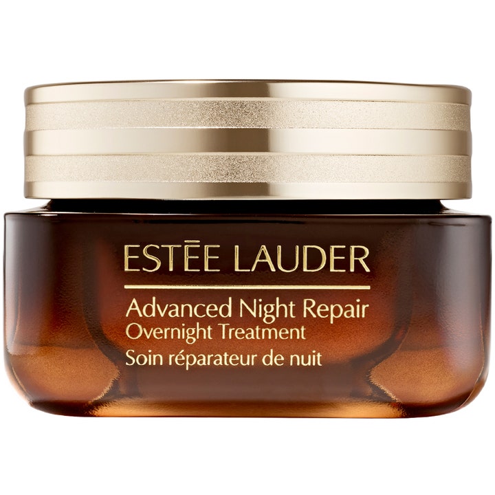 Estée Lauder Advanced Night Repair Overnight Treatment reparerande återfuktande nattmask i brun glasburk med guldlock