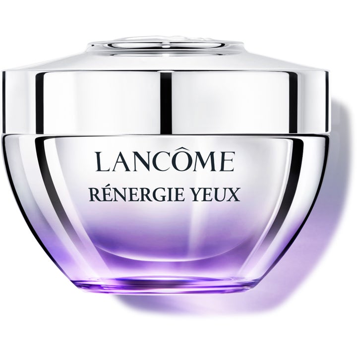 Lancôme Rénergie Yeux 15 ml uppstramande ögonkräm i lyxig silverfärgad glasburk med lila botten.