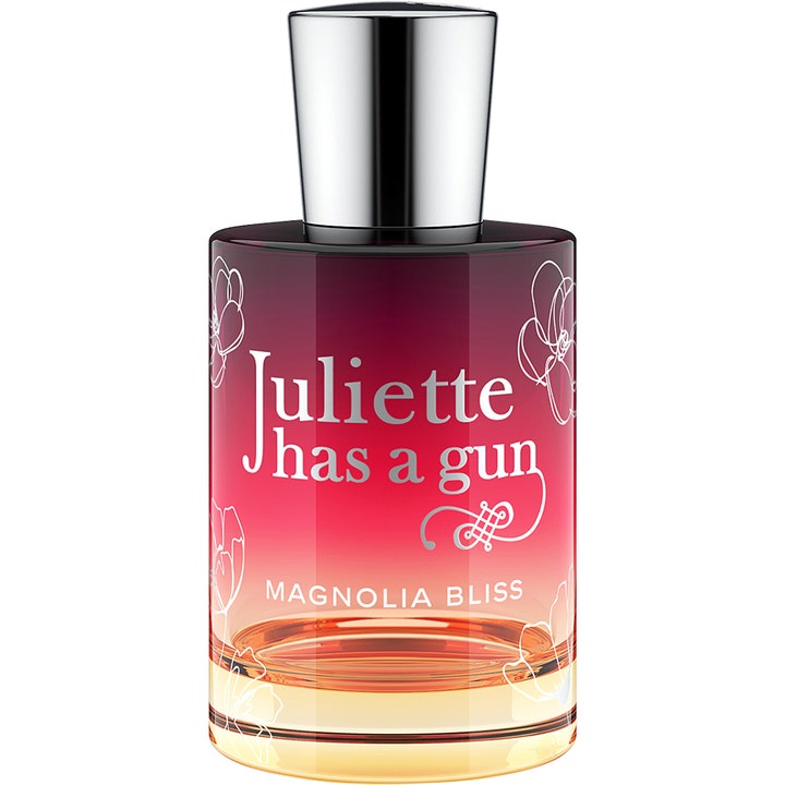 Juliette has a gun Magnolia Bliss 50 ml edp i en tonad glasflaska i vinrött och rosa med blommönster och silverlock