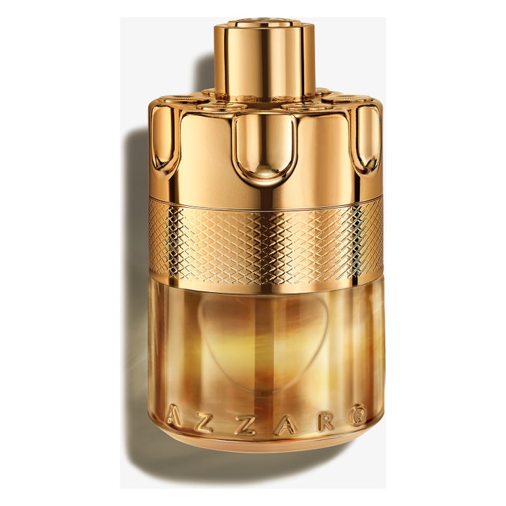 Azzaro Wanted Forever Elixir 100ml herrparfym i guldflaska med räfflad metalldetalj och bärnstensfärgad vätska