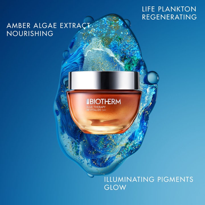 Biotherm Blue Therapy Revitalize Day 50 ml dagkräm i bärnstensfärgad burk med bärnstensalg ger näring och lyster