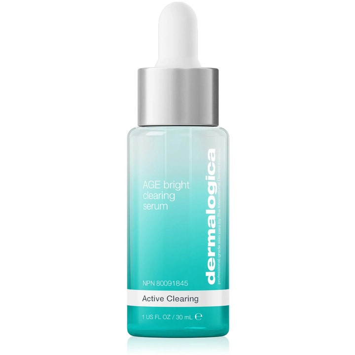 Dermalogica Age Bright Clearing Serum 30 ml hudklaring i turkos glasflaska med silvrig pipettkork