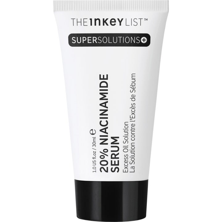 The Inkey List Niacinamide Serum 30ml niacinamid ansiktsserum för oljekontroll i vit plastflaska med svart lock