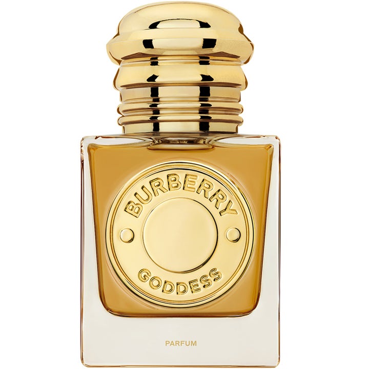 Burberry Goddess Parfum 30 ml lyxig parfym i fyrkantig glasflaska med guldmedaljong och stor guldkork