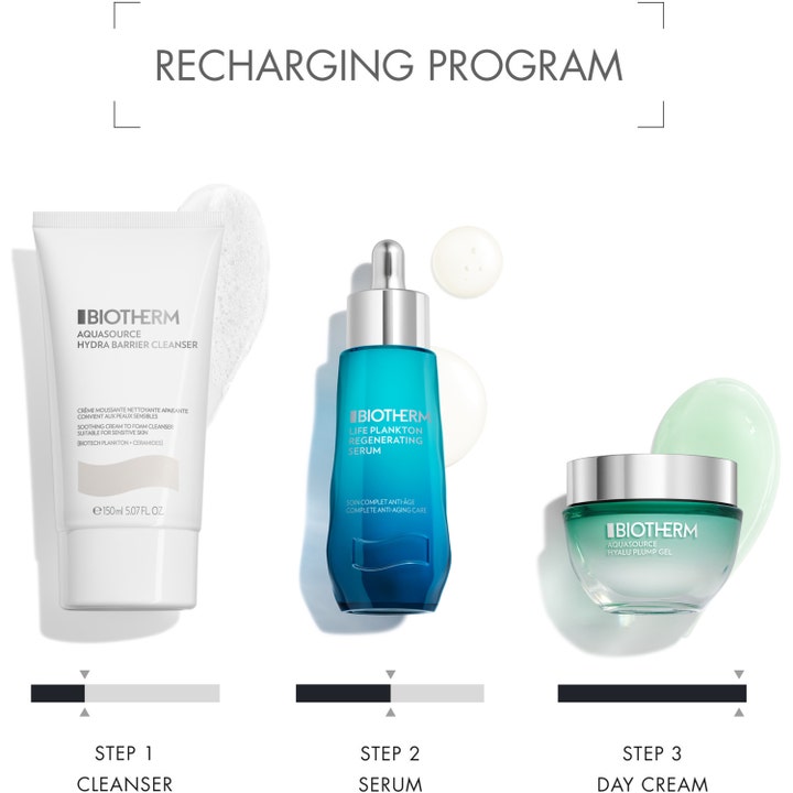 Biotherm Aquasource Hyalu Plump Gel 50 ml återfuktande ansiktsgel i burk som steg 3 i en hudvårdsrutin
