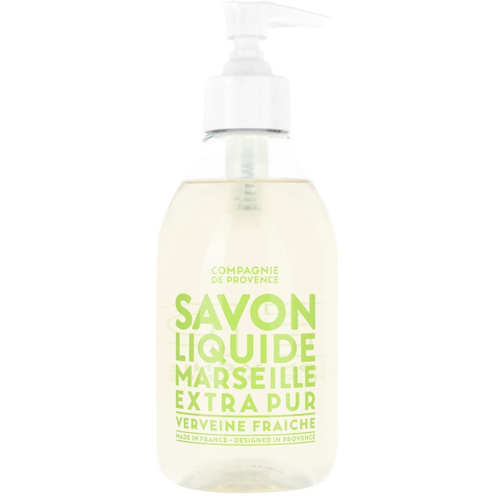 Compagnie de Provence Savon Liquide Marseille flytande verbena tvål i genomskinlig flaska med vit pump.