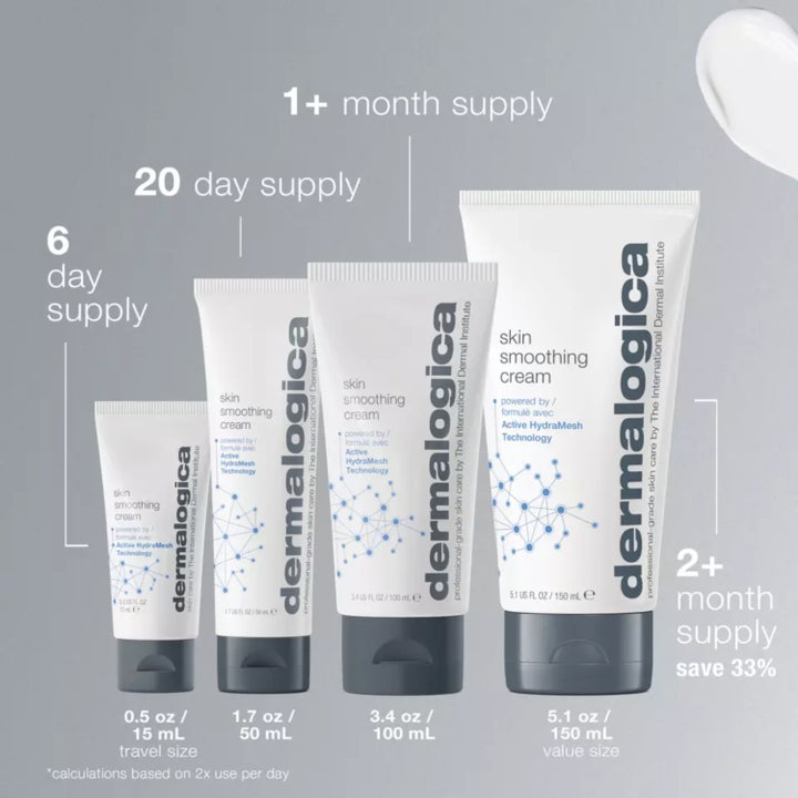 Dermalogica Skin Smoothing Cream 50 ml återfuktande dermalogica ansiktskräm i vit tub framför blå box med 48 hours hydration