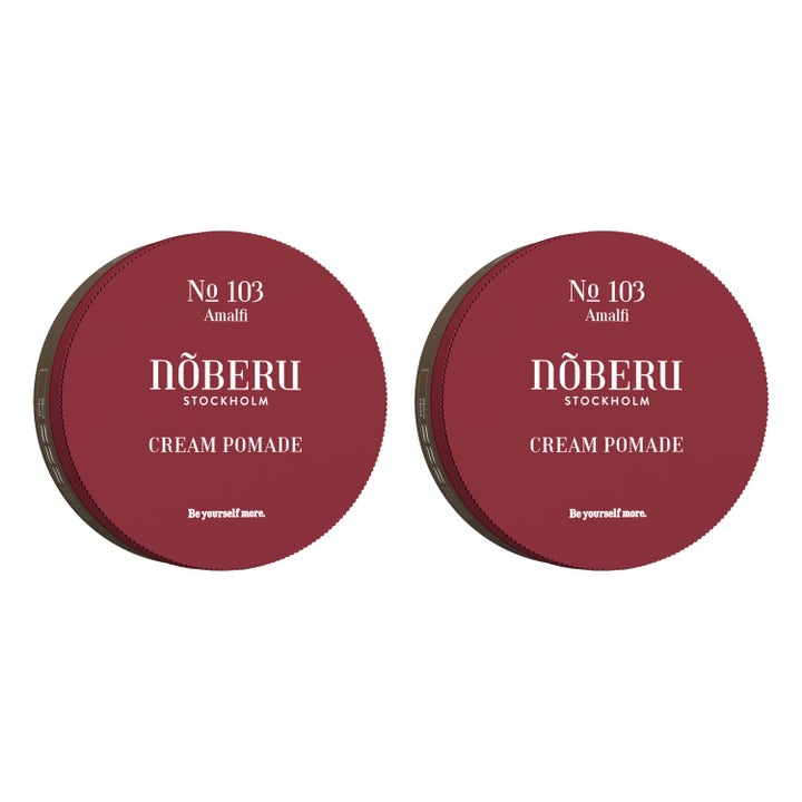 Nõberu Stockholm Cream Pomade 2 x 80 ml hårvax amalfi som ger naturlig glans i två runda vinröda burkar