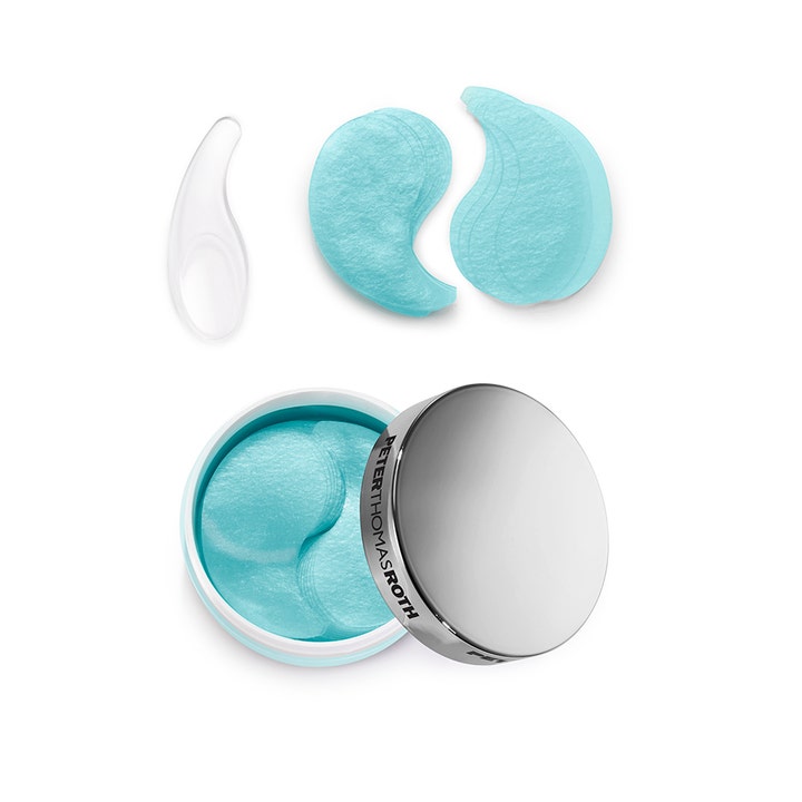 Peter Thomas Roth Water Drench 30 st hydra-gel ögonmask i burk med ljusblå skimrande patches och spatel