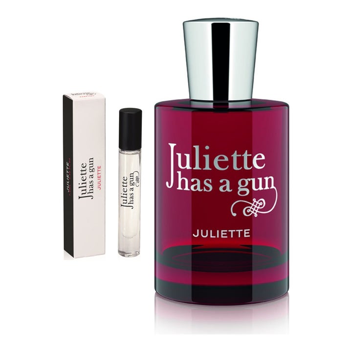 Juliette has a gun Juliette kit parfym körsbär dam i mörkröd glasflaska med silverkork och tillhörande travel spray