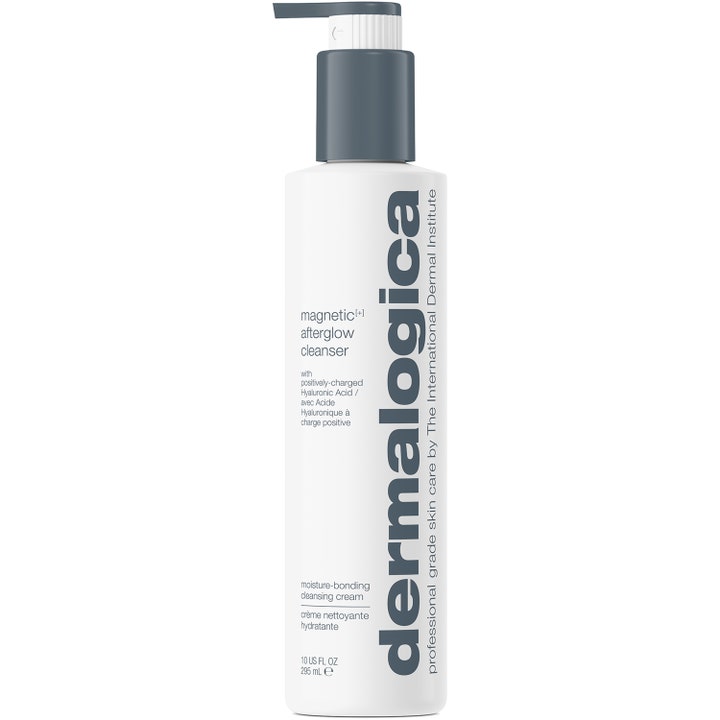 Dermalogica Magnetic Afterglow Cleanser 295 ml återfuktande rengöringskräm med hyaluronsyra i vit flaska med grå pump