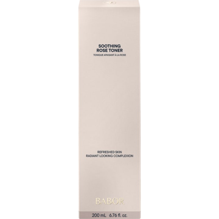 Babor Soothing Rose Toner 200 ml lugnande rosetoner i beige ytterförpackning som ger lyster