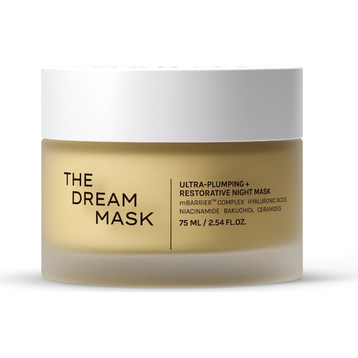 Mantle The Dream Mask 75 ml återfuktande nattmask med niacinamide i en frostad glasburk med vitt lock