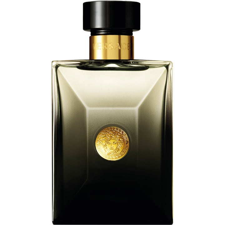 Versace Pour Homme Oud Noir 100 ml designer oud parfym i tonad glasflaska med guldmedaljong och svart kork
