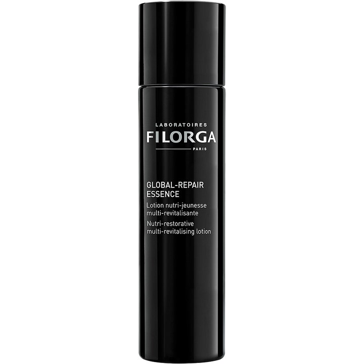 Filorga Global Repair Essence 150 ml anti age essence behandling i en lyxig svart flaska som ger huden lyster.