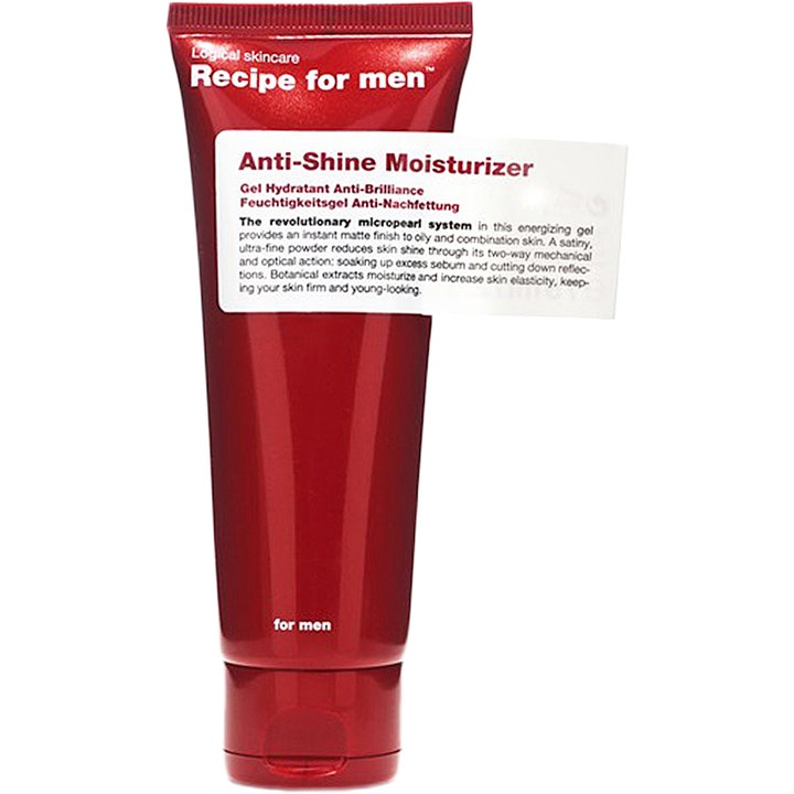 Recipe for men Anti-Shine Moisturizer 75ml mattifierande herrkräm för män i röd tub som ger huden en matt finish.