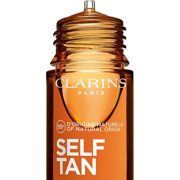 Clarins Radiance-Plus Golden Glow Booster Body 30 ml tanning drops i bärnstensfärgad flaska med texten Self Tan