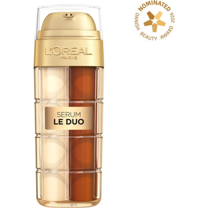 L'Oréal Paris Age Perfect Le Duo Serum 30 ml mot rynkor i lyxig guldflaska med två olika serumkammare