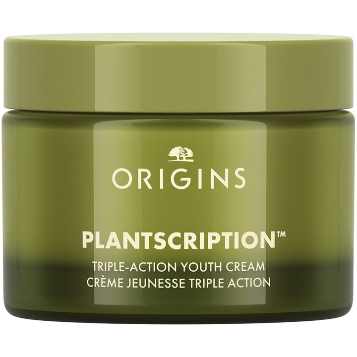 Origins Plantscription Triple-Action Youth Cream ansiktskräm som ger huden lyster i en mörkgrön glasburk