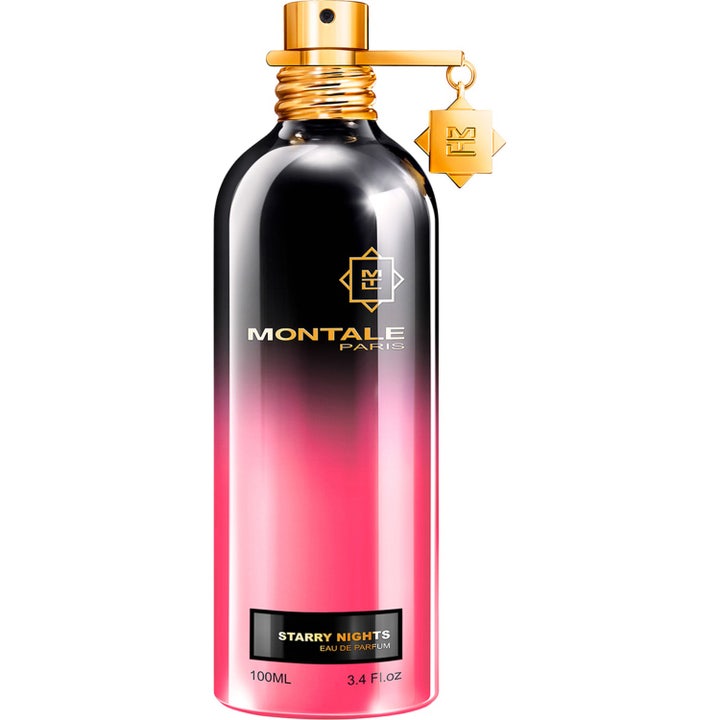 Montale Starry Nights Eau De Parfum 100 ml parfym i en svart och rosa tonad aluminiumflaska med gulddetaljer