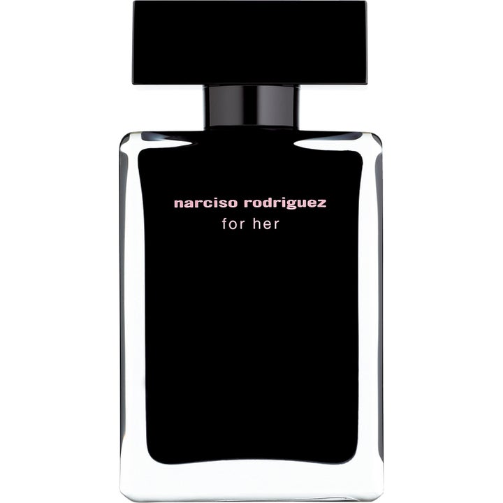 Narciso Rodriguez For Her Eau de Toilette 50 ml parfym i en svart rektangulär glasflaska med svart lock
