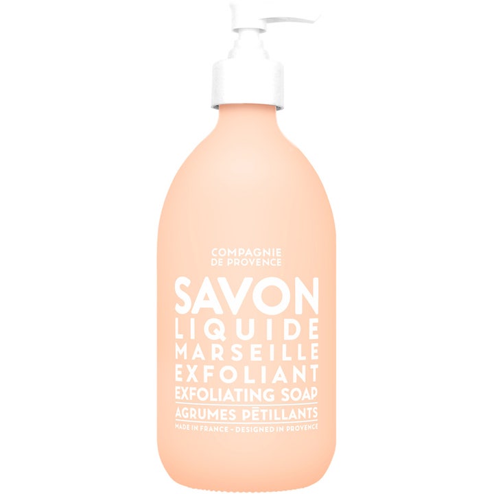 Compagnie de Provence Savon Liquide Marseille 500ml exfolierande duschtvål citrus i persikofärgad flaska med pump