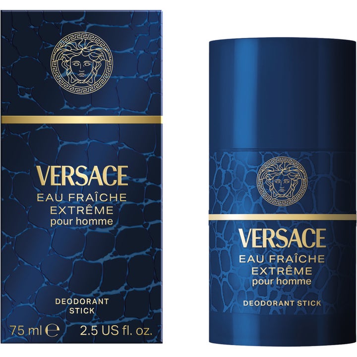 Versace Eau Fraiche Extreme Deodorant Stick 75 ml herrdeodorant i mörkblå hylsa och ask med lyxigt krokodilmönster