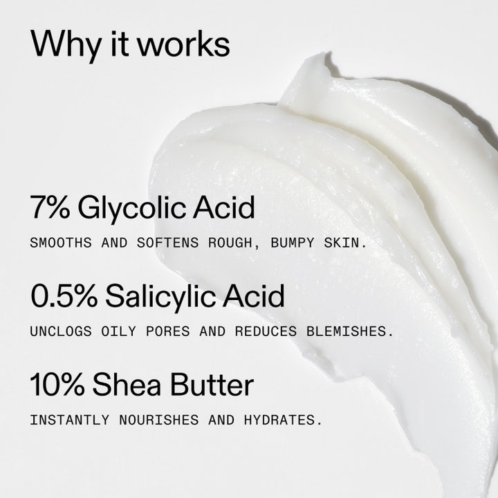 The INKEY List Glycolic Acid Exfoliating Body Stick 45 g exfolierande kroppsstick visar vit textur och 7% glykolsyra.