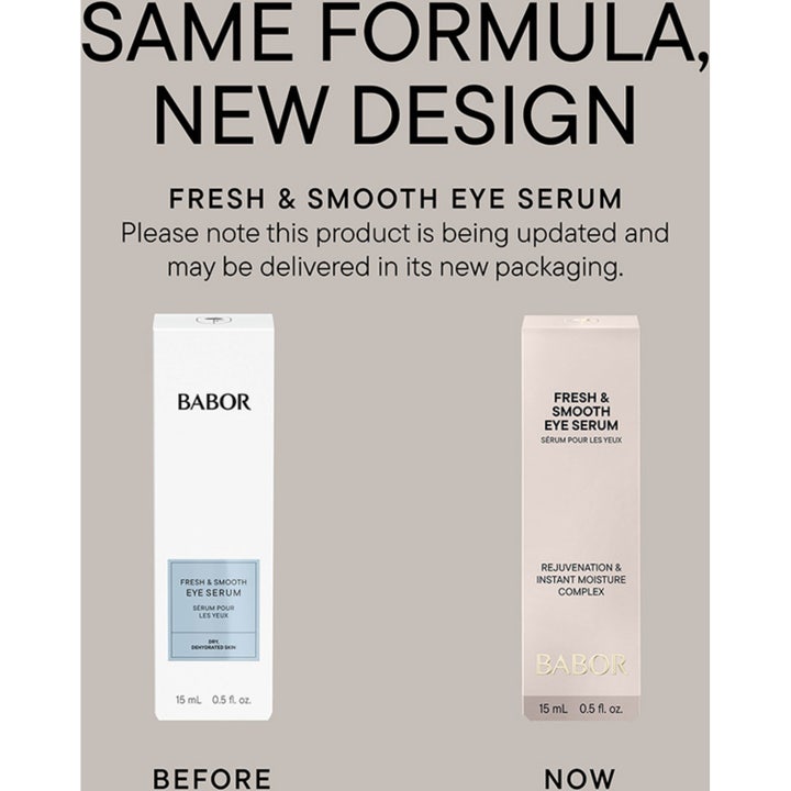 Babor Fresh & Smooth Eye Serum 15 ml i vit tub ger en svalkande känsla på vattenyta för piggare blick.