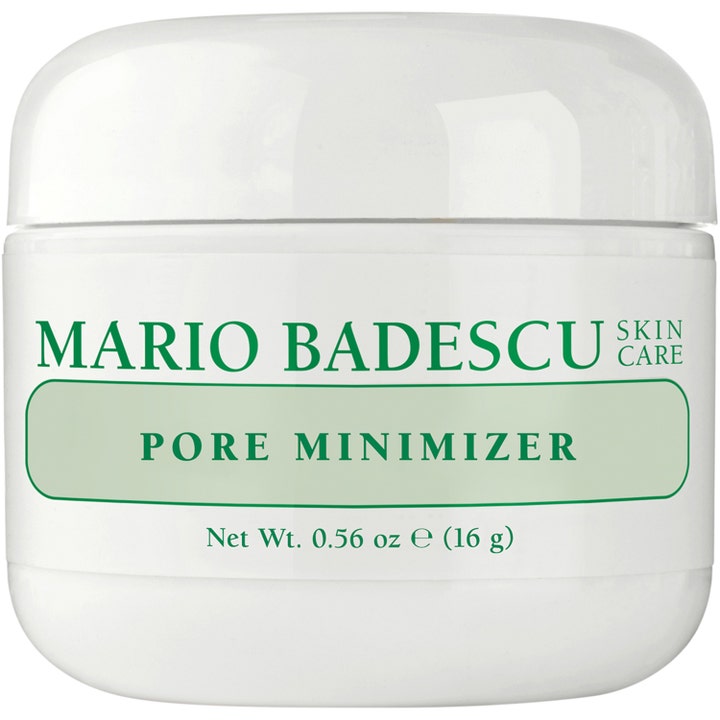 Mario Badescu Pore Minimizer 16 g oljefri ansiktsvård för fet hy i en vit burk med gröna detaljer på etiketten.