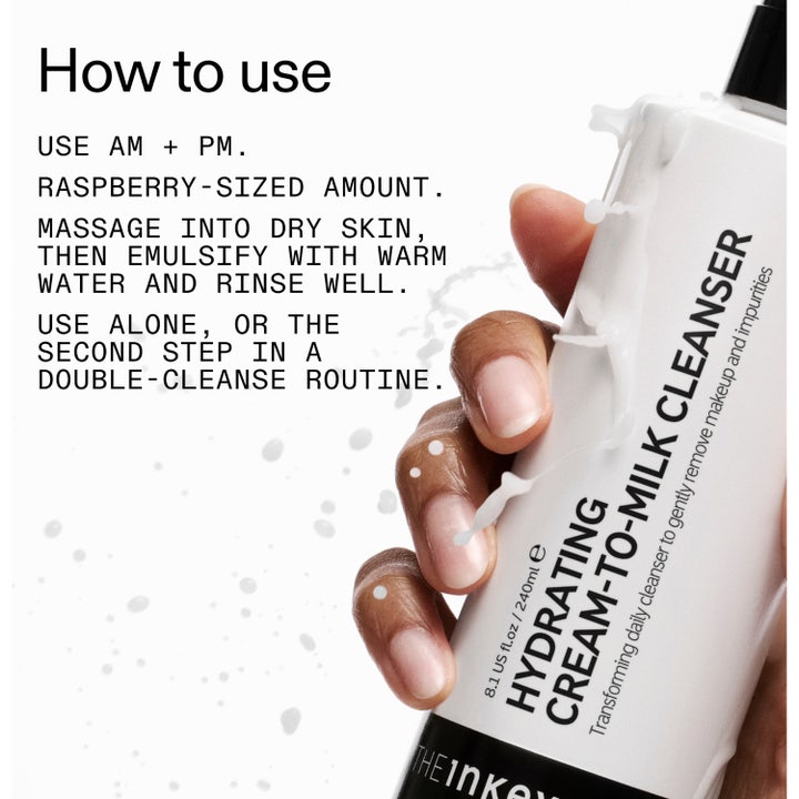 The INKEY List Hydrating Cream to Milk Cleanser 180 ml återfuktande ansiktsrengöring i vit flaska med svart pump